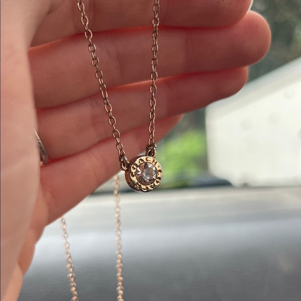 Coach Gold Crystal Pendant Necklace